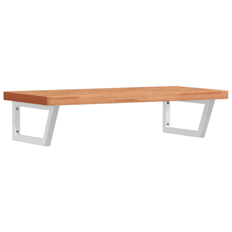 vidaXL acél és tömör bükkfa falra szerelhető mosdópolc