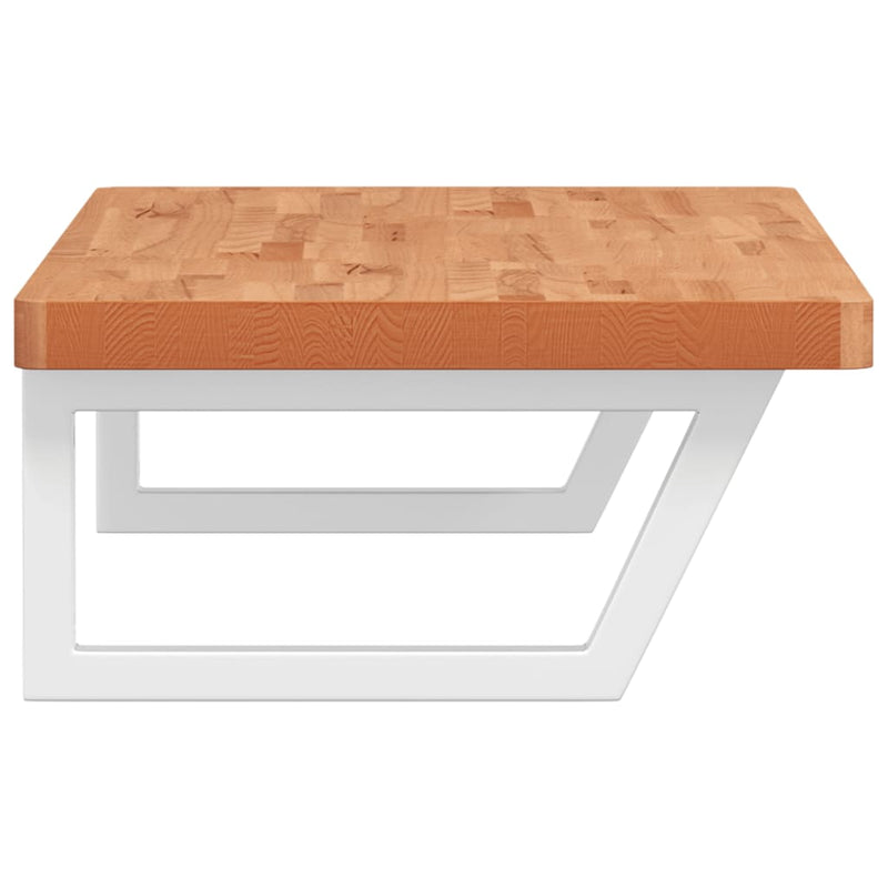 vidaXL acél és tömör bükkfa falra szerelhető mosdópolc