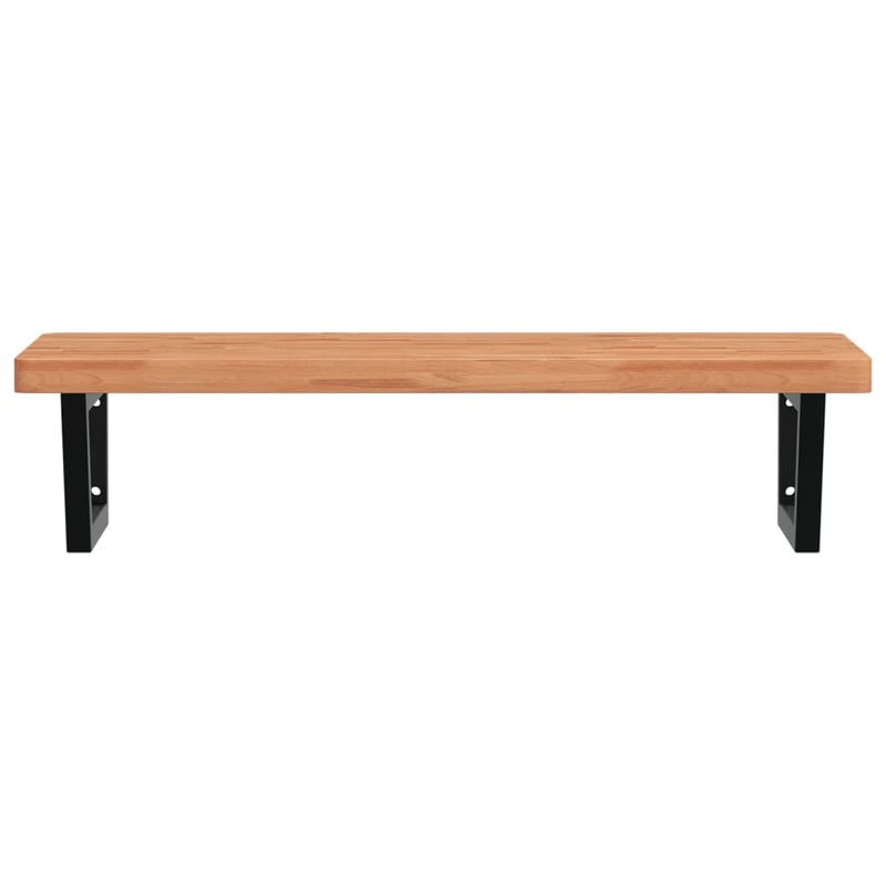 vidaXL acél és tömör bükkfa falra szerelhető mosdópolc