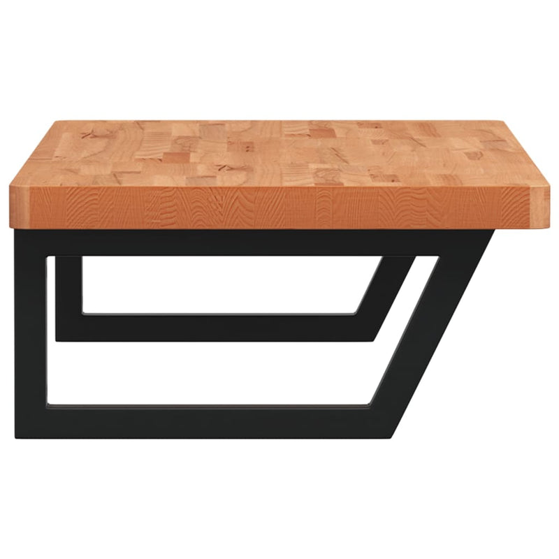 vidaXL acél és tömör bükkfa falra szerelhető mosdópolc