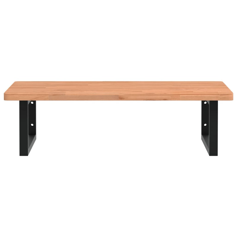 vidaXL acél és tömör bükkfa falra szerelhető mosdópolc