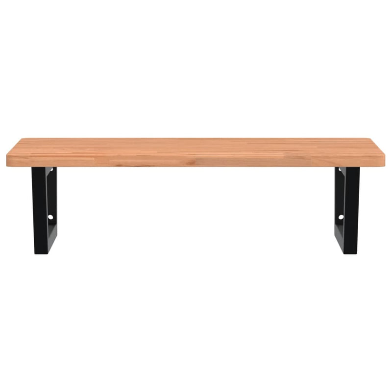 vidaXL acél és tömör bükkfa falra szerelhető mosdópolc