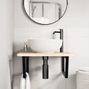 vidaXL acél és tömör tölgyfa falra szerelhető mosdópolc