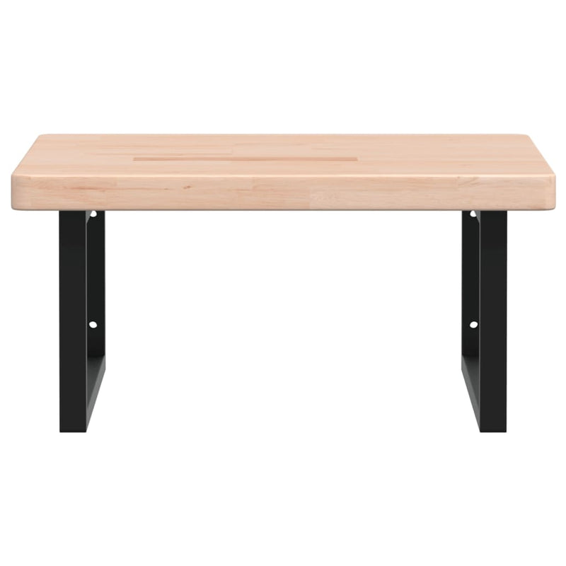 vidaXL acél és tömör tölgyfa falra szerelhető mosdópolc