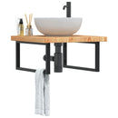 vidaXL acél és tömör tölgyfa falra szerelhető mosdópolc