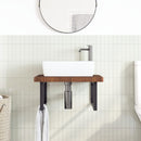vidaXL acél és tömör tölgyfa falra szerelhető mosdópolc