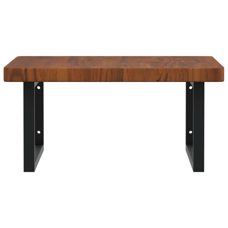 vidaXL acél és tömör tölgyfa falra szerelhető mosdópolc