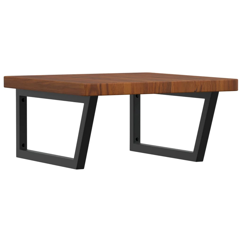 vidaXL acél és tömör tölgyfa falra szerelhető mosdópolc