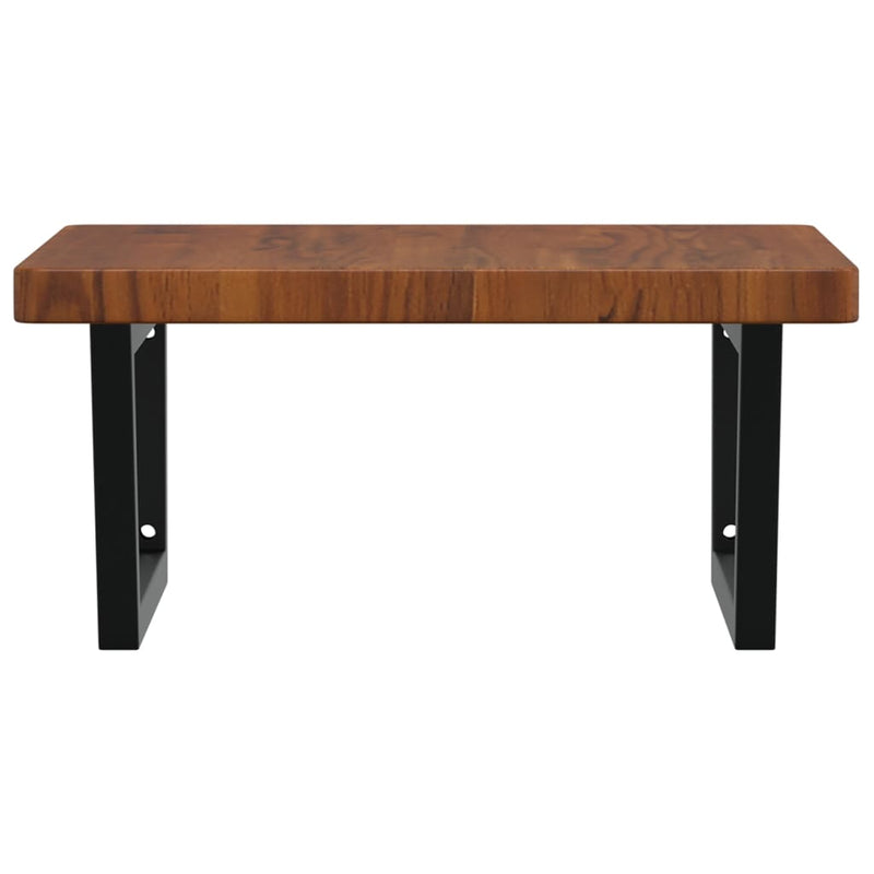 vidaXL acél és tömör tölgyfa falra szerelhető mosdópolc