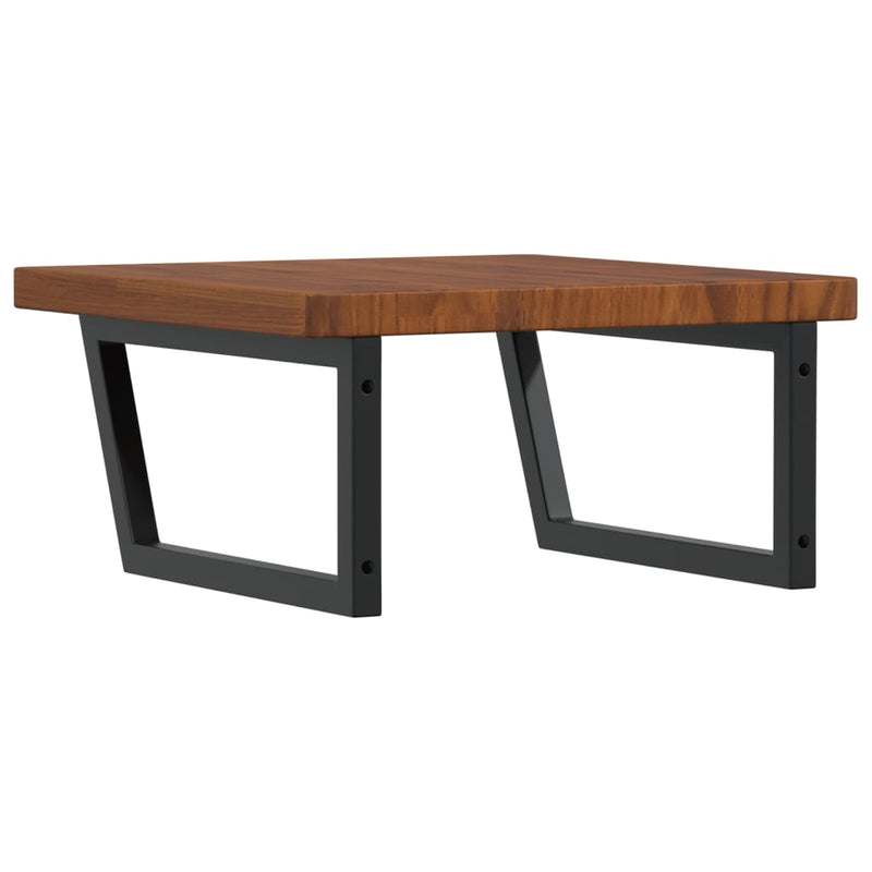 vidaXL acél és tömör tölgyfa falra szerelhető mosdópolc