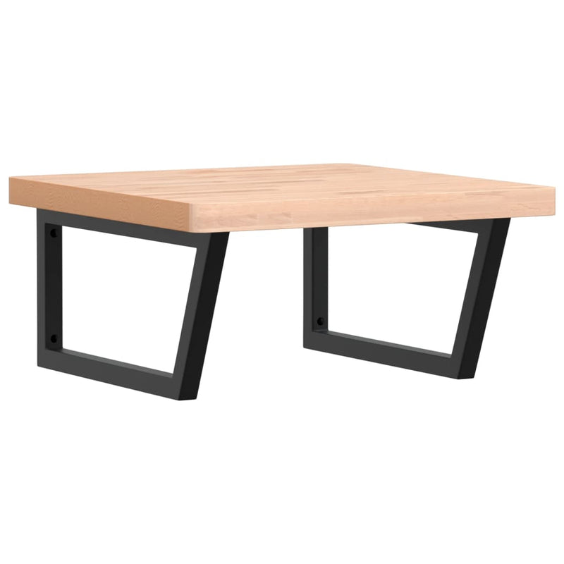 vidaXL acél és tömör bükkfa falra szerelhető mosdópolc