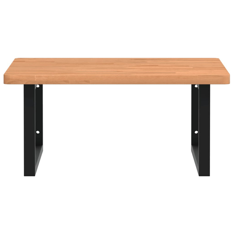 vidaXL acél és tömör bükkfa falra szerelhető mosdópolc