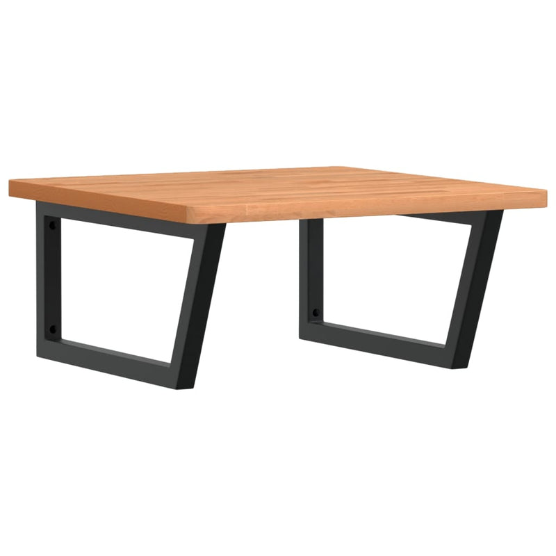 vidaXL acél és tömör bükkfa falra szerelhető mosdópolc