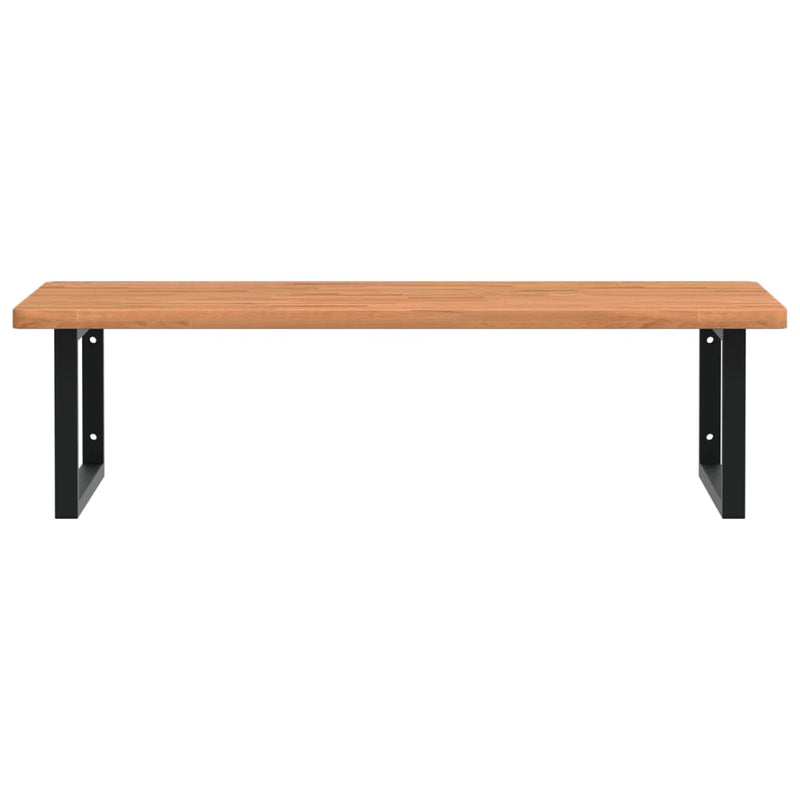 vidaXL acél és tömör bükkfa falra szerelhető mosdópolc