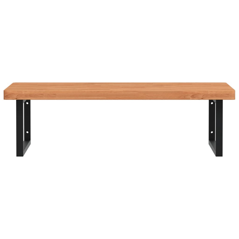 vidaXL acél és tömör bükkfa falra szerelhető mosdópolc