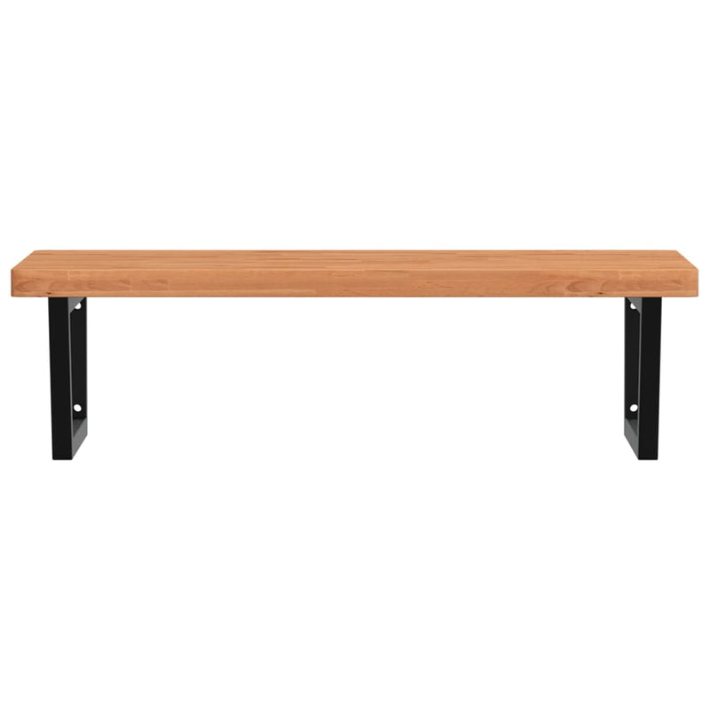 vidaXL acél és tömör bükkfa falra szerelhető mosdópolc