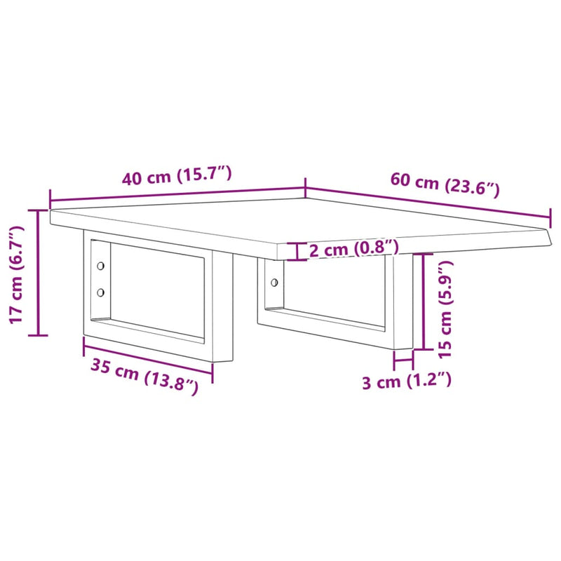 vidaXL acél és tömör tölgyfa falra szerelhető mosdópolc
