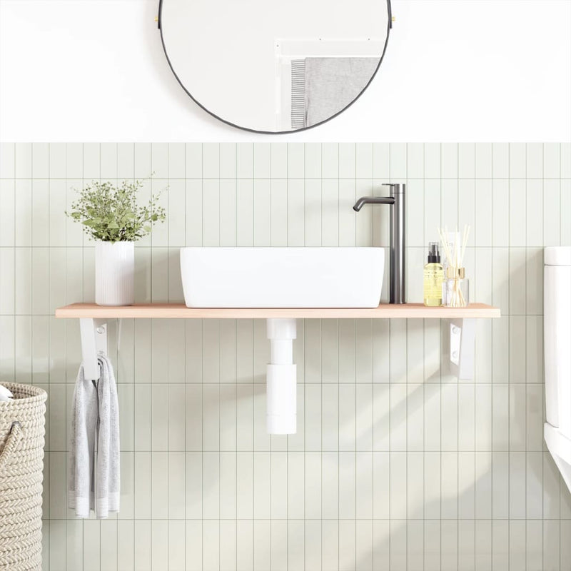 vidaXL acél és tömör tölgyfa falra szerelhető mosdópolc