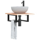 vidaXL acél és tömör tölgyfa falra szerelhető mosdópolc