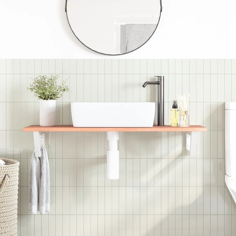 vidaXL acél és tömör tölgyfa falra szerelhető mosdópolc