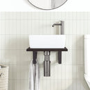 vidaXL acél és tömör tölgyfa falra szerelhető mosdópolc