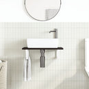 vidaXL acél és tömör tölgyfa falra szerelhető mosdópolc