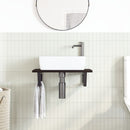 vidaXL acél és tömör tölgyfa falra szerelhető mosdópolc