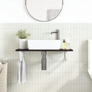 vidaXL acél és tömör tölgyfa falra szerelhető mosdópolc