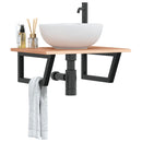 vidaXL acél és tömör tölgyfa falra szerelhető mosdópolc