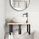 vidaXL acél és tömör tölgyfa falra szerelhető mosdópolc