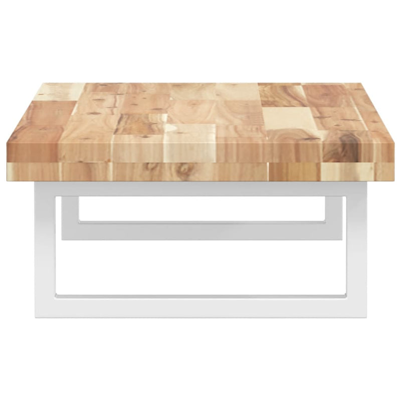 vidaXL acél és tömör akácfa falra szerelhető mosdópolc