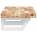 vidaXL acél és tömör akácfa falra szerelhető mosdópolc