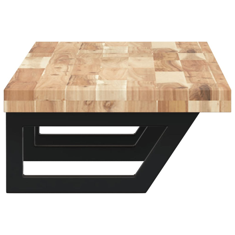 vidaXL acél és tömör akácfa falra szerelhető mosdópolc