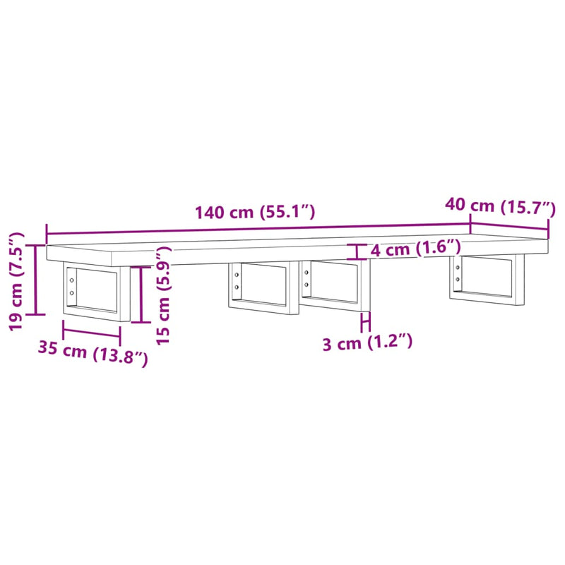 vidaXL acél és tömör akácfa falra szerelhető mosdópolc