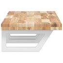 vidaXL acél és tömör akácfa falra szerelhető mosdópolc