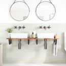 vidaXL acél és tömör akácfa falra szerelhető mosdópolc