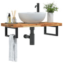 vidaXL acél és tömör akácfa falra szerelhető mosdópolc