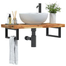 vidaXL acél és tömör akácfa falra szerelhető mosdópolc