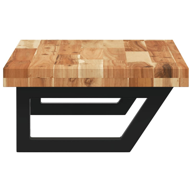 vidaXL acél és tömör akácfa falra szerelhető mosdópolc