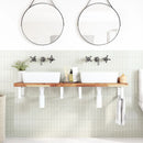 vidaXL acél és tömör akácfa falra szerelhető mosdópolc