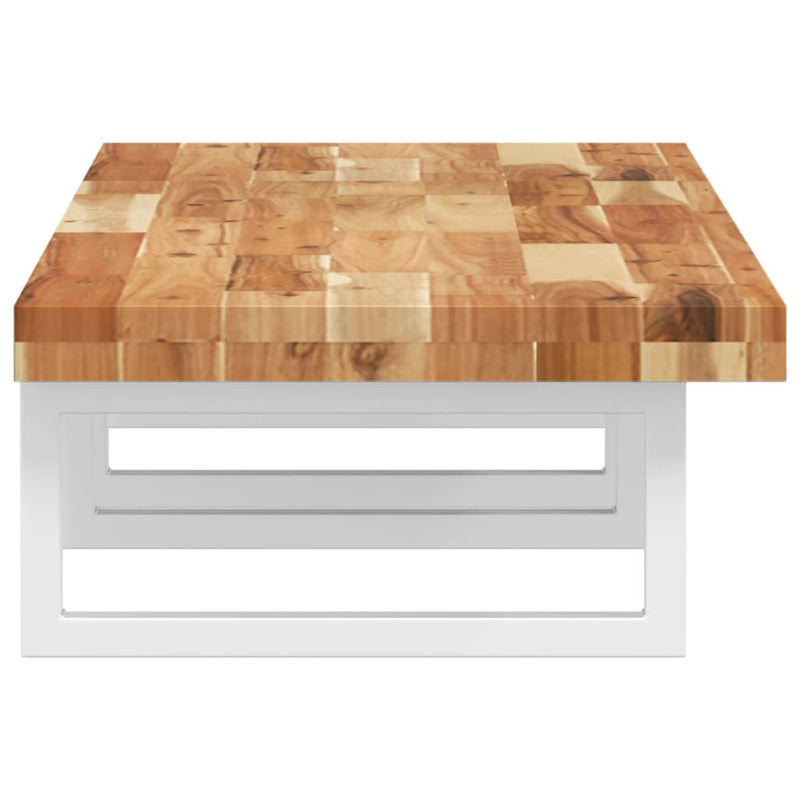 vidaXL acél és tömör akácfa falra szerelhető mosdópolc