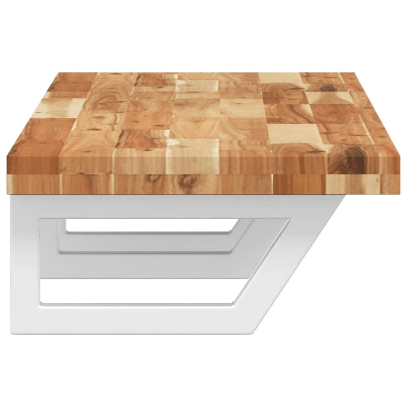 vidaXL acél és tömör akácfa falra szerelhető mosdópolc