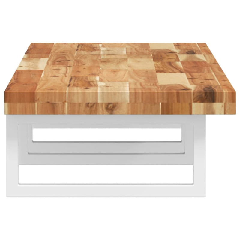 vidaXL acél és tömör akácfa falra szerelhető mosdópolc