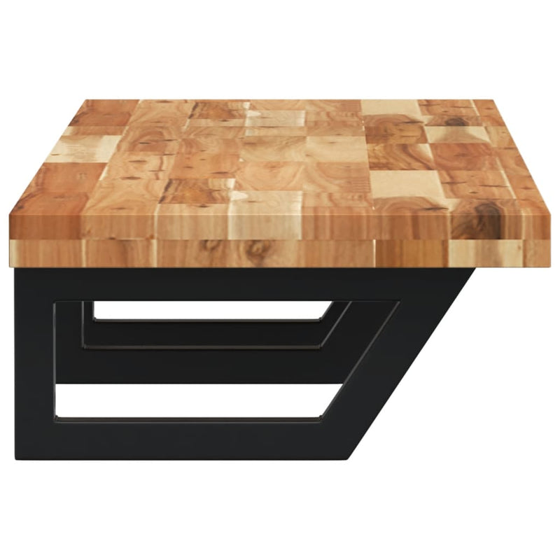 vidaXL acél és tömör akácfa falra szerelhető mosdópolc