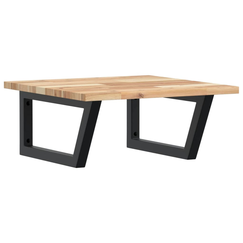 vidaXL acél és tömör akácfa falra szerelhető mosdópolc