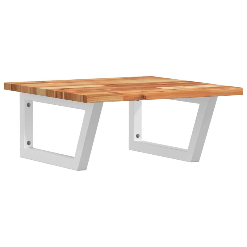 vidaXL acél és tömör akácfa falra szerelhető mosdópolc