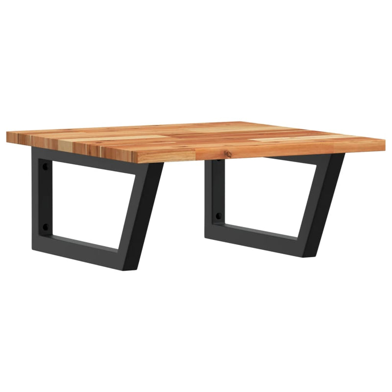 vidaXL acél és tömör akácfa falra szerelhető mosdópolc