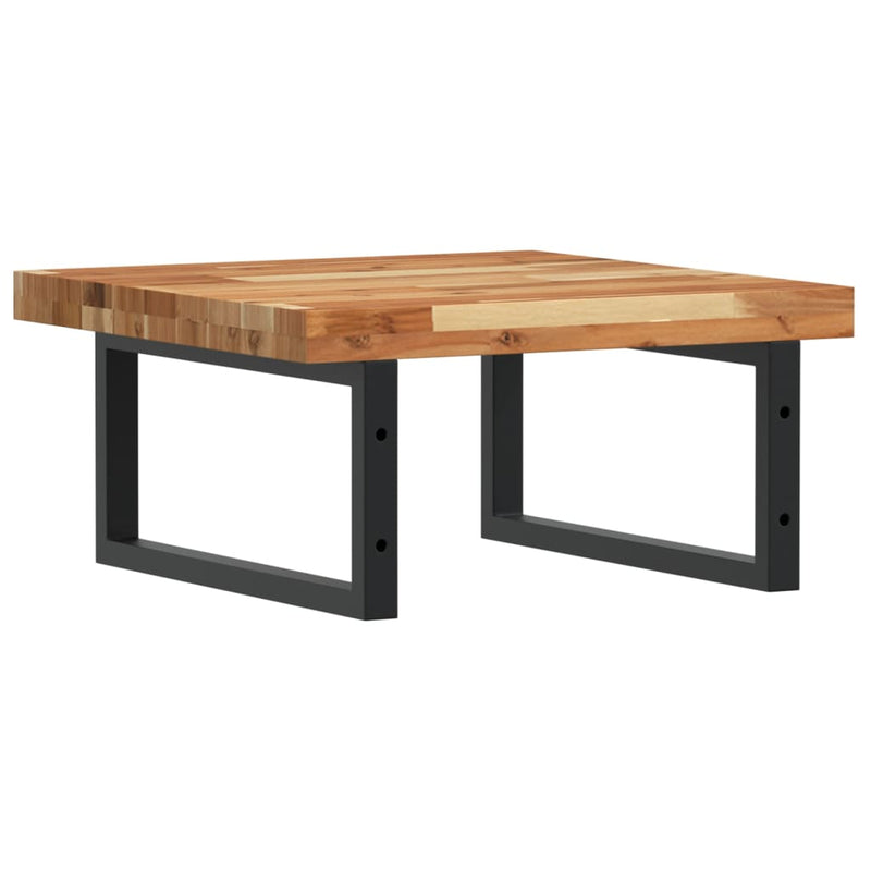 vidaXL acél és tömör akácfa falra szerelhető mosdópolc