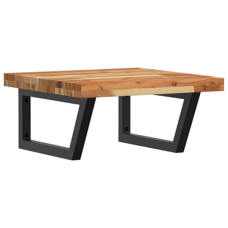 vidaXL acél és tömör akácfa falra szerelhető mosdópolc