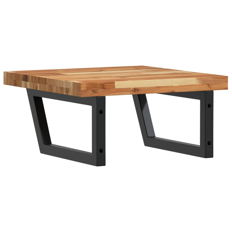 vidaXL acél és tömör akácfa falra szerelhető mosdópolc